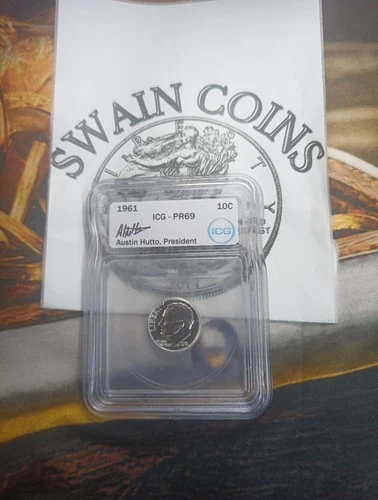 1961 10 C  Roosevelt Silver Proof Dime Coin ICG PR69 EF120