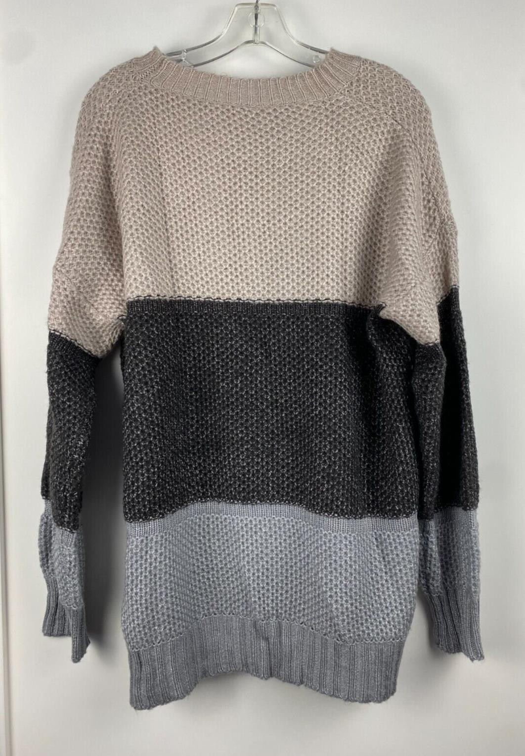 Amazon Basic Color Block Tunic Sweater Cream Gray… - image 2