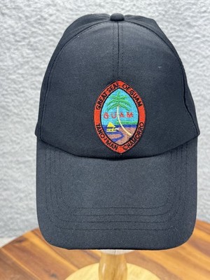 Guam Hat Cap Strap Back Black Embroidered Patch Great Seal Tano Y Chamorro Mens