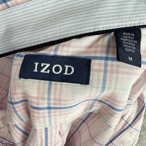 IZOD Button Up Dress Shirt Mens M Pink Plaid Career Preppy Pocket Workwear NWT - Picture 8 of 9