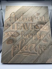 Cute Rustic Barn Wood Sign Fall Decoration - Leaves And Pumpkins - Hand Made