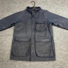 Freemans Sporting Club Waxed Jacket Mens M Navy Blue Made in USA Canvas Field