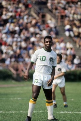 New York Cosmos Pele on field during game vs Dallas Tornado at Dow- Old Photo