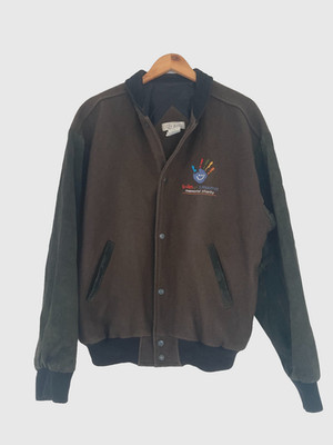 Vintage Collegejacke Lederärmel Wolle Made in Canada Gr. L Varsity Jacket