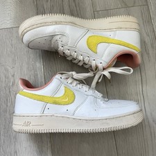 Nike Mama Sneakers air force 1 low top womens White Yellow Pink size 7 girly