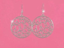 Rhodium Plated Multi Peace Sign Pierced Earrings