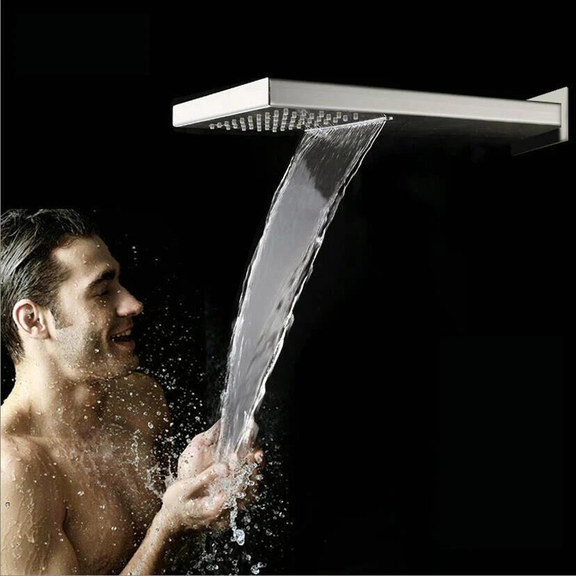 22" Shower Head Rectangle Brushed Nickel Mixer Rainfall/Waterfall Wall Mount Tap
Opens in a new wind