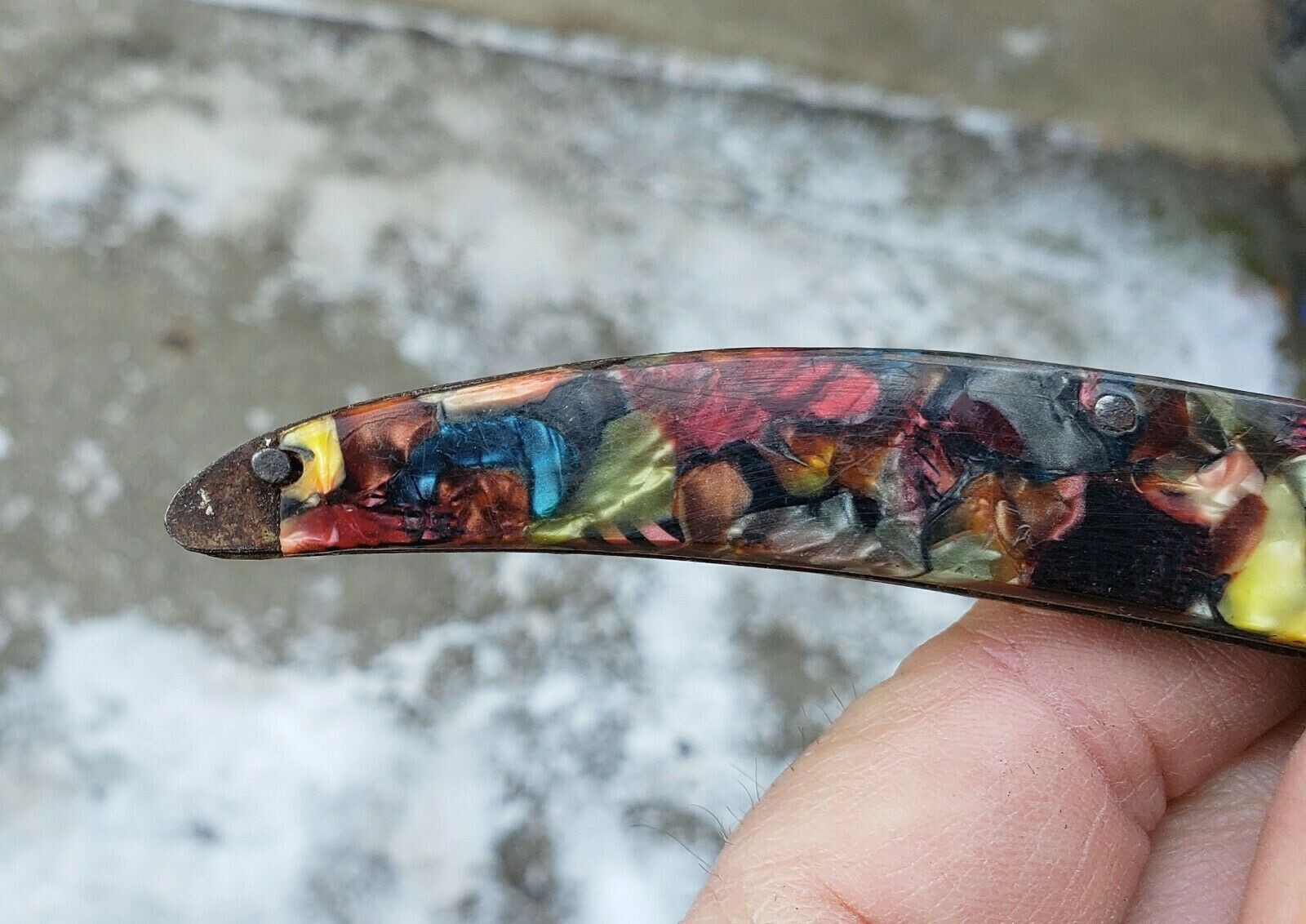 Colonial Fishing Knife Pocket Folding FISH KNIFE Confetti Celluloid