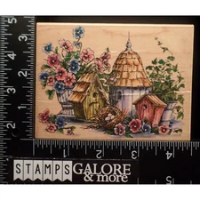 Penny Black Rubber Stamps 1183K GARDEN NESTING FLOWERS BIRDHOUSES PLANTS #250