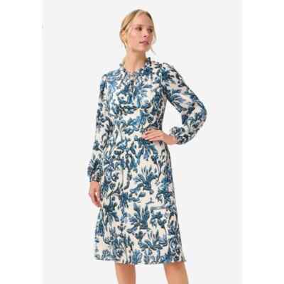 adrianna papell empire waist dresses Adrianna Papell Crew Neck Flutter Sleeve & Soft Pleats Floral Print Empire  Waist Midi Dress
