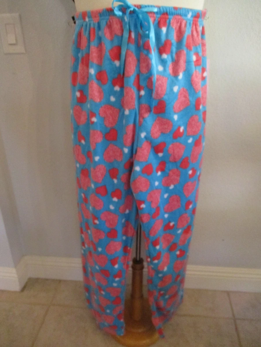 NWT GABRIELLA 2X 3X BLUE W RED HEARTS PLUSH PAJAMA PANTS LOUNGE