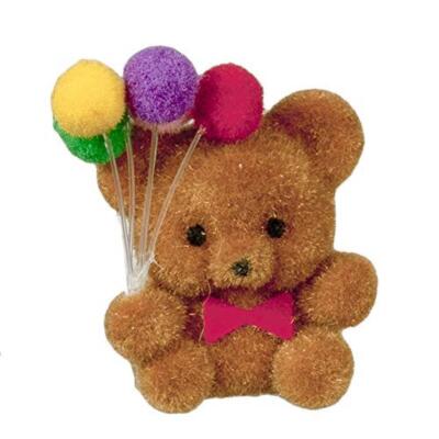 Dollhouse Flock Teddy Bear with Balloons Miniature Toy Shop