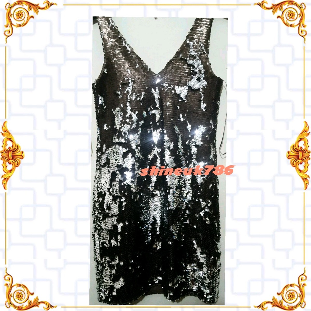 primark sequin dress PRIMARK Stunning SILVER FULLY SEQUINNED LADIES Luxury BODYCONE Party dress  Bnwt