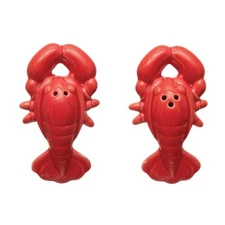 Creative Co-Op Stoneware RED LOBSTER Salt & Pepper Shaker Set