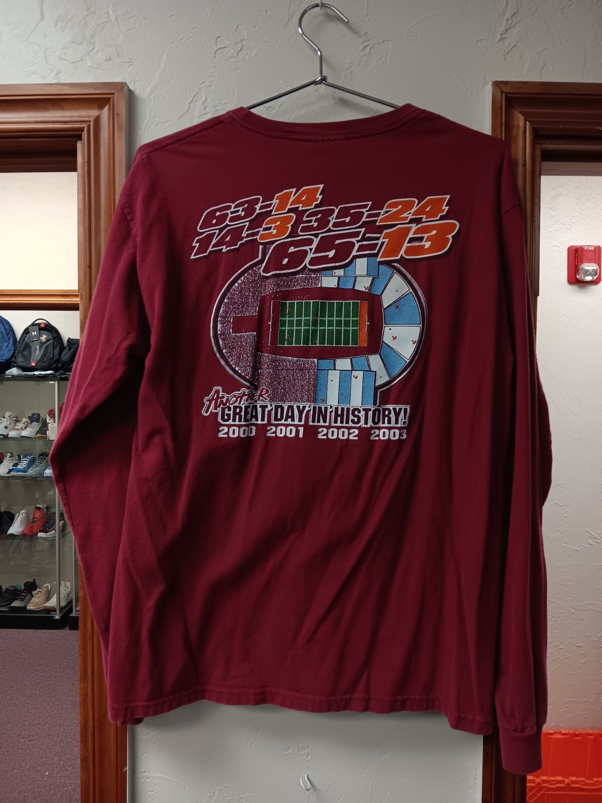 2003 Oklahoma Sooners Bedlam 4 in fila maniche lunghe taglia media