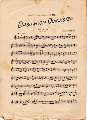 11x14 Pre-1900? UK 2nd Banjo sheet music DASHWOOD QUICKSTEP by Olly Oakley