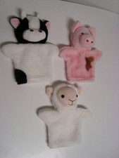 Lot of 3 Walgreens Farm Animals Hand Puppets Cow Lamb Pig Pretend Play Plush Toy