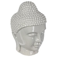 Statue - Meditating Buddha Head - Height 27cm - Colour Light Grey Statue - Meditating Buddha Head - Height 27cm - Colour Light Grey