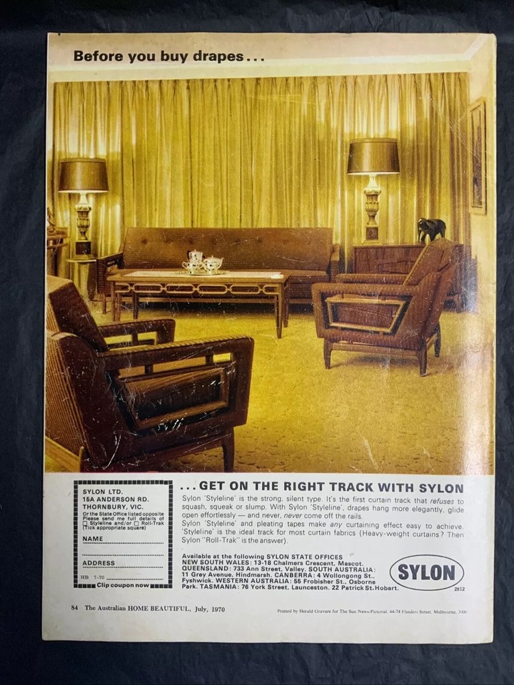 Australian Home Beautiful July 1970 Vintage 1970s Home Decoration