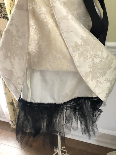 Vintage 80's Jessica McClintock Creme Brocade Tulle Formal Mini Dress 5 GORGEOUS - Picture 3 of 4