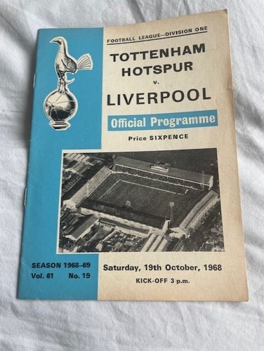 Tottenham Hotspur v Liverpool Football League Division 1 Programme 19/10/68