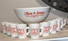 1950s VTG MCKEE HAZEL ATLAS Tom & Jerry Punch Bowl Set Eggnog Christmas 10 Cups