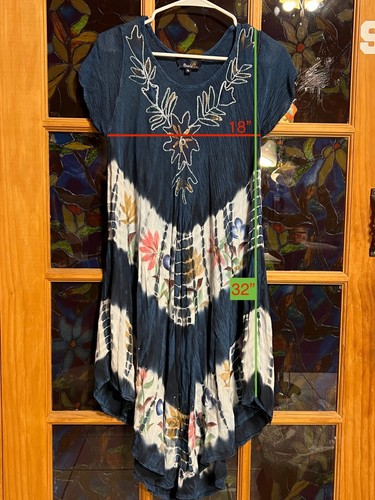 Riviera Sun TIE DYE Embroidered Summer Dresses Swimsuit Cover Up XL - Picture 2 of 10