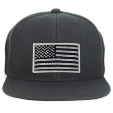Youth Kid Size Grey American Flag Patch Flat Bill Baseball Cap - FREE SHIPPING