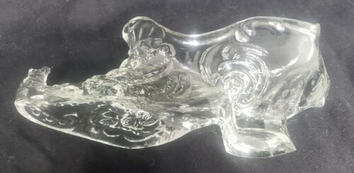 Mosser Glass Co, ( Crystal ) Glass Rose Slippers, 5 3/4 x 3", Made in USA - Picture 3 of 5