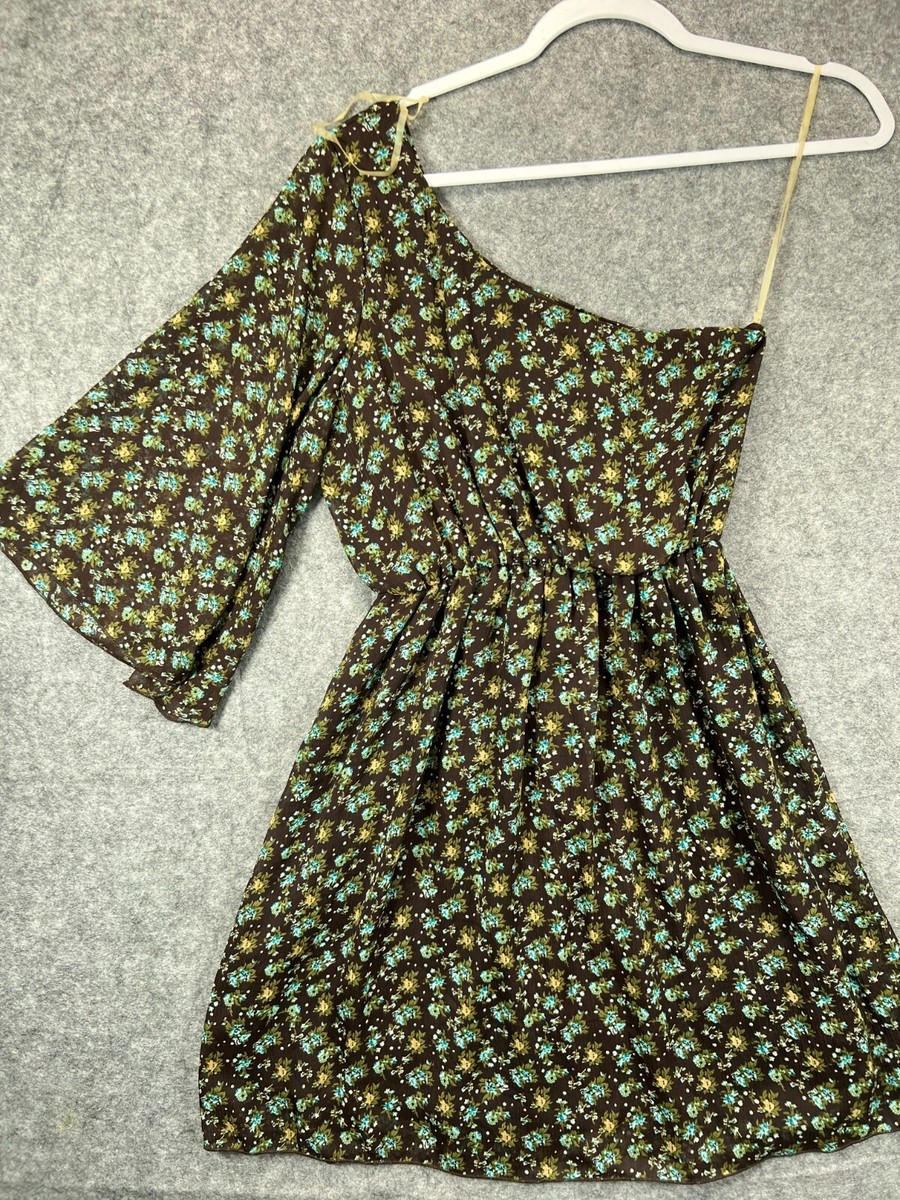 green emerald velvet dress Dalarie | Green Floral Print One-Shoulder Gathered Maxi Dress main image 0