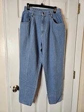 Vintage 80s 90s Pleated Lee Jeans Medium Wash Womens Jeans Sz 14x30  14 Med