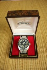 TOP VINTAGE OMEGA SEAMASTER 120 DEEP BLUE PRO DIVER W/ BRACELET & WATCH BOX SET