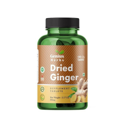 Genius Herbs Dried Ginger 500mg 180 Tablets Improves Digestion & Boosts Immunity