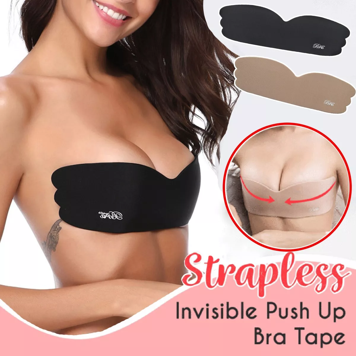 Strapless Invisible Push Up Bra Tape Silicone Pull-up Bra Summer