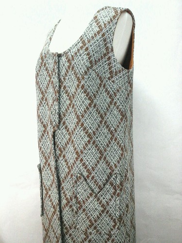 VERDADERO DE COLECCIÓN AÑOS 70 Mujer Túnica Vestido Largo Gris Marrón Raro Ver Medición - Imagen 3 de 9