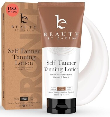 Beauty by Earth Self Tanner - Natural & Organic Tanning Lotion, Streak-Free Glow