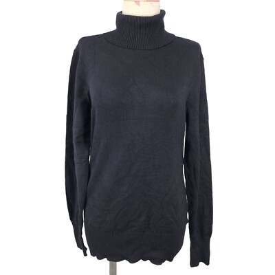 Women's Time and Tru Black Turtleneck Sweater Small Black