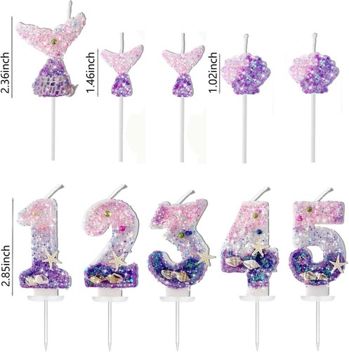 6 Stück Meerjungfrau Zahl Geburtstagskerzen, Geburtstag Tortenkerzen - Bild 36 von 88