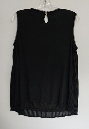 Ann Taylor Loft Sleeveless Pleated Lace Babydoll Top Black Size M WhimsyGoth - Bild 4 von 7