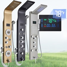 LED Shower Panel Tower Rain Waterfall Massage Body Jets System Stainless Steel