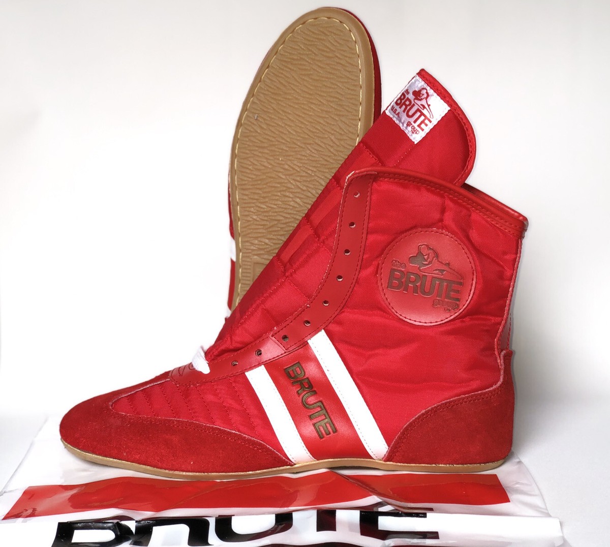 NEW~ Vintage BRUTE Wrestling Shoes Size 10 (1980's?) Red White RARE | eBay