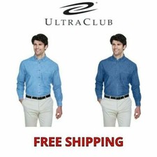 Ultraclub Men's Cypress Denim Button Down Woven with Pocket S-6XL 8960