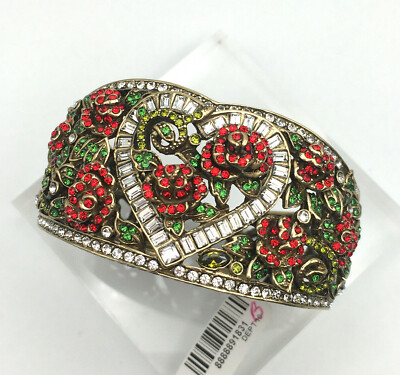 HEIDI DAUS ''Queen of Hearts'' Crystal Hinged Cuff Bracelet - Small - NWT