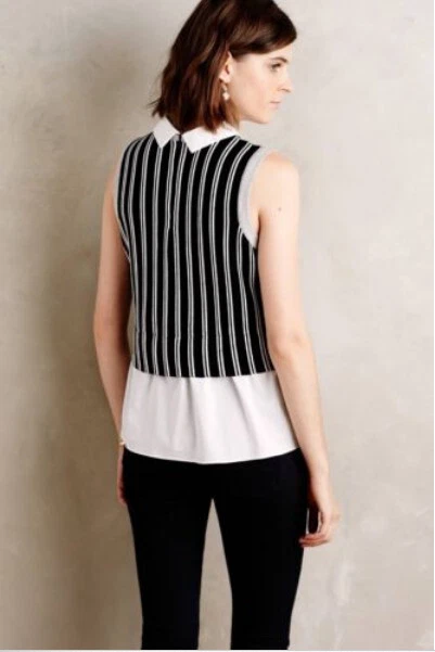 Top Anthropologie Pequeño Botón Amarillo Compuesto Versátil Sin Mangas, Talla S Foto 3 de 4