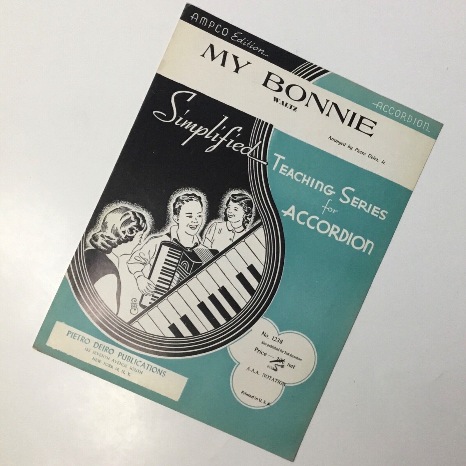 My Bonnie Waltz Sheet Music 1951 Simplified Teaching Series for Accordion Piano