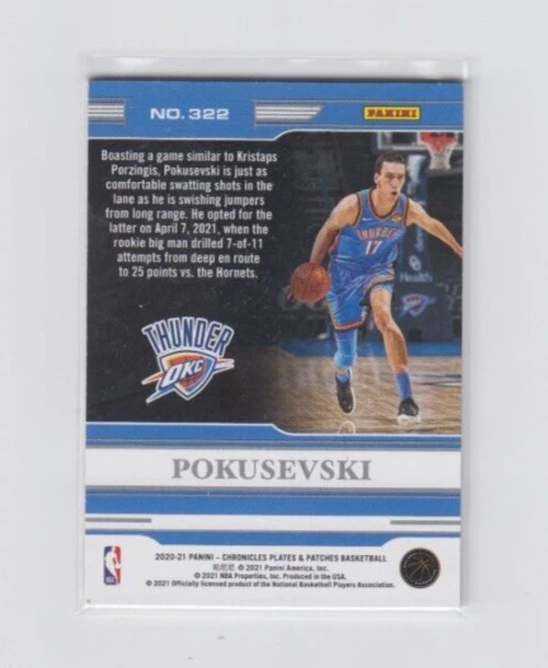 2020-21 Chronicles Plates & Patches Aleksej Pokusevski Red RC #ed 047/149 - Image 2 of 2