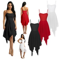Women Lyrical Dance Costume Dress Asymmetric High-Low Contemporary Dancing Dress
