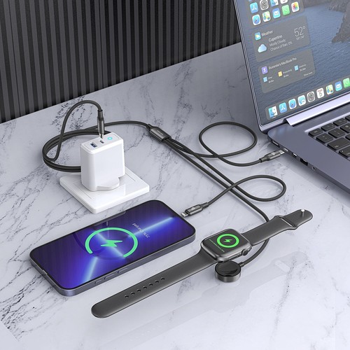 VEN-DENS 100W 3 in 1 Multi USB C to USB C Micro USB and iWatch Charger Cable - 第 8/24 張圖片