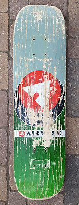 Vtg Airwalk Skateboard Deck-Green-Distressed-Grip-Street Surf-Wall