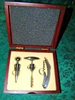 First American 3 Pcs WINE TOOL SET in Mahogany Case